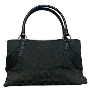 Gucci monogram canvas and leather shoulder bag black